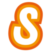 Ein fetter, wei&szlig;er Buchstabe "S" in Orange und Gelb auf einem hellgrauen Hintergrund.